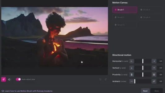 Runway 运动笔刷的区域自动选择