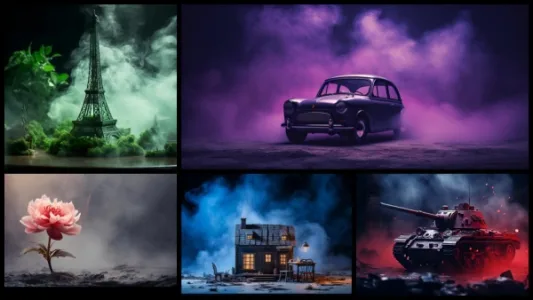 Midjourney创意绘画：缩微摄影与多彩雾光