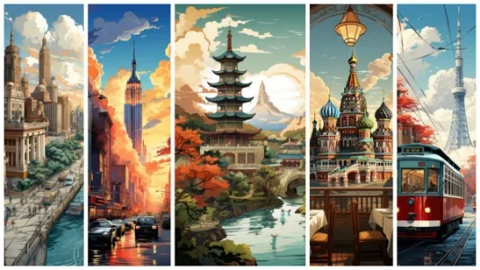 Midjourney 风格咒语：复古旅游手册