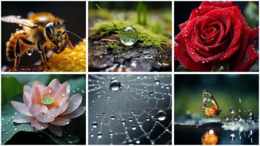 AI 创意绘画：露珠的特写