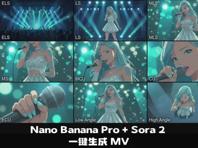 Nano Banana Pro + Sora 2 一键生成 MV