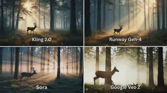可灵2、Runway Gen-4、Sora、Veo 2 四款 AI 生成模型对比