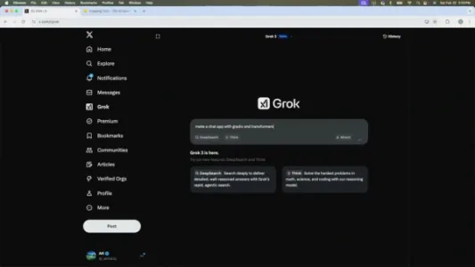 Grok 3 构建 AI 聊天应用程序 16 秒教程