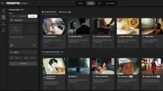 Freepik 整合六大 AI 视频生成模型，具备高性价比