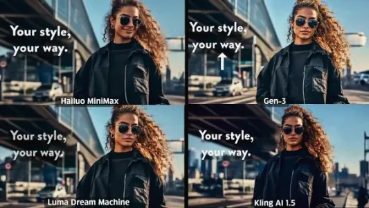 带有文字的 AI 视频对比