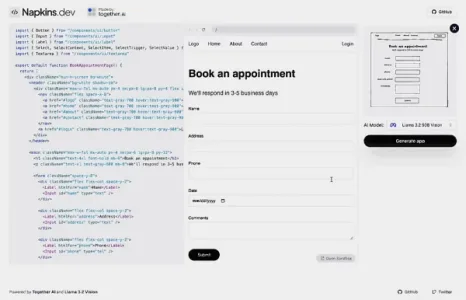 AI 编程神器 Napkins：网线线稿转代码