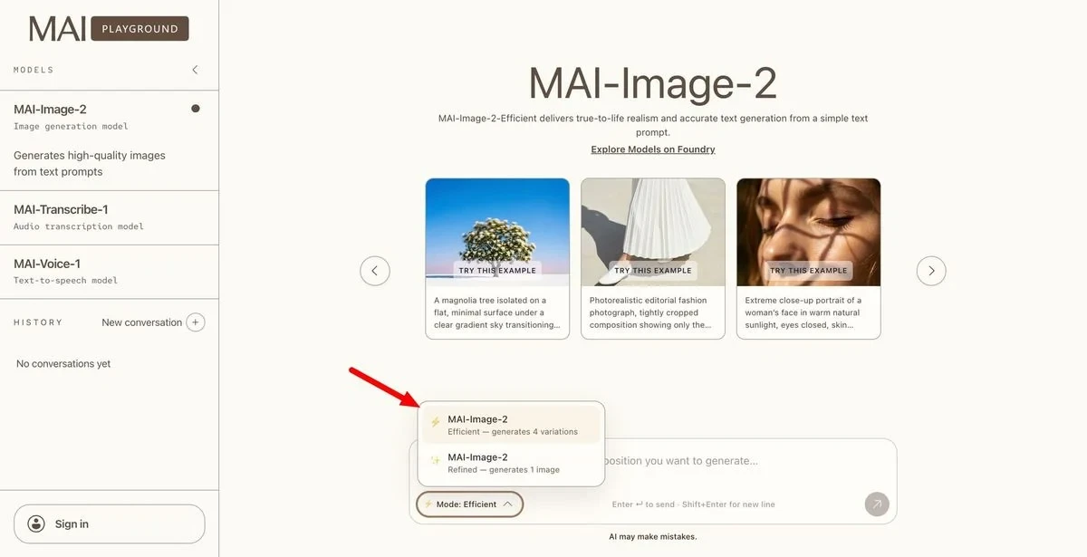 微软发布高速 MAI-Image-2-Efficient 企业版