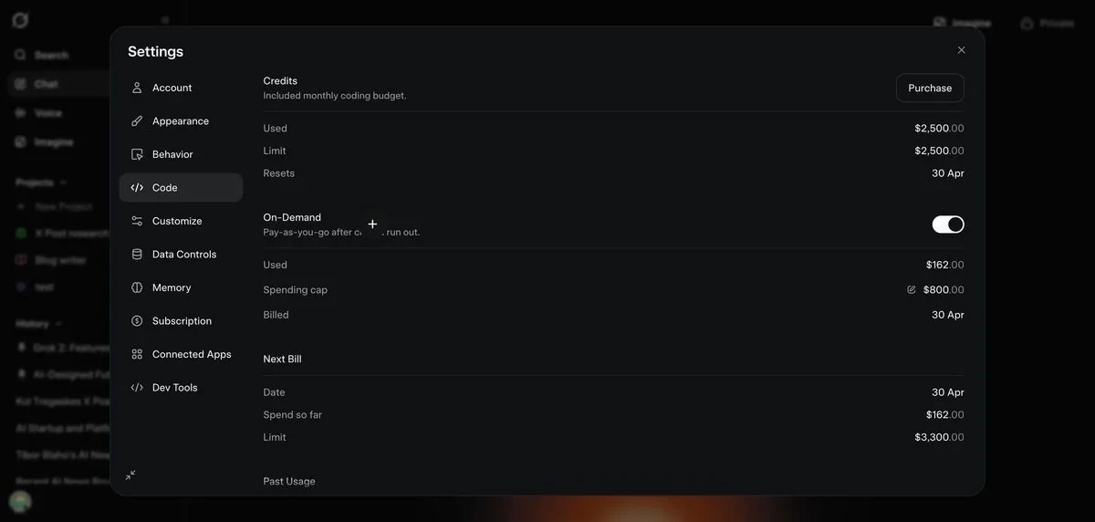 xAI 为 Grok Build 发布准备积分系统
