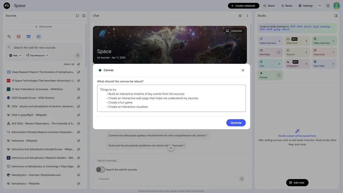 谷歌在 NotebookLM 上测试 Canvas 与 Connectors 功能