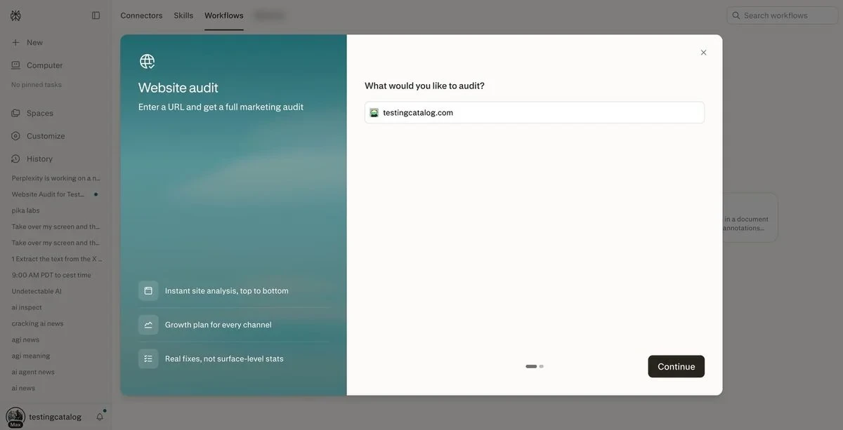 Perplexity 为 Computer 测试新版工作流标签
